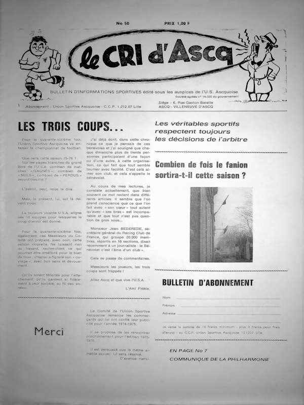 Le cri d'Ascq n°50  septembre 1975 Couv