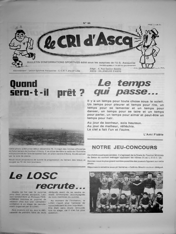 Le cri d'Ascq n°66 juin 1977 Couv