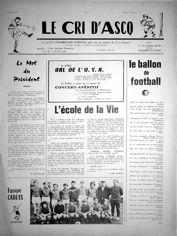 Le Cri d'Ascq n°07 mars 1971 Couv