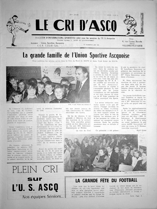 Le cri d'Ascq n°39 40 août 1974 Couv