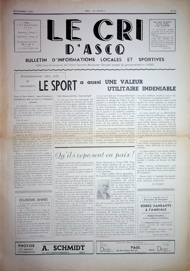 n° 13   novembre 1949   Couv