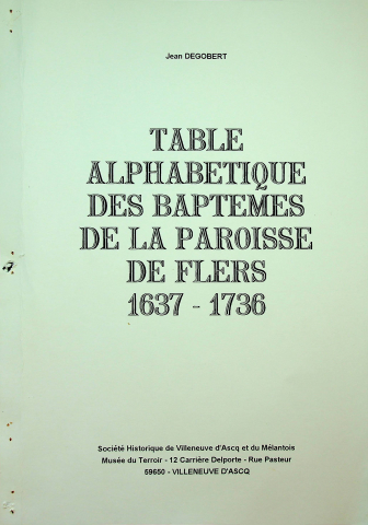 Table alphabétique des baptèmes Flers 1637 1736